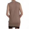 Gilet cardigan senza maniche in cotone marrone 100%. - IT42-M