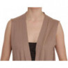 Gilet cardigan senza maniche in cotone marrone 100%. - IT42-M