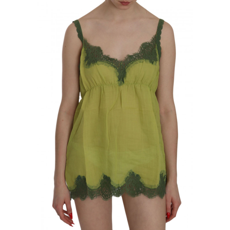 Camicetta canotta pizzo verde cinturino spaghetti - IT44-L
