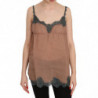 Camicetta canotta pizzo marrone cinturino spaghetti - IT42-M