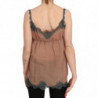 Camicetta canotta pizzo marrone cinturino spaghetti - IT42-M