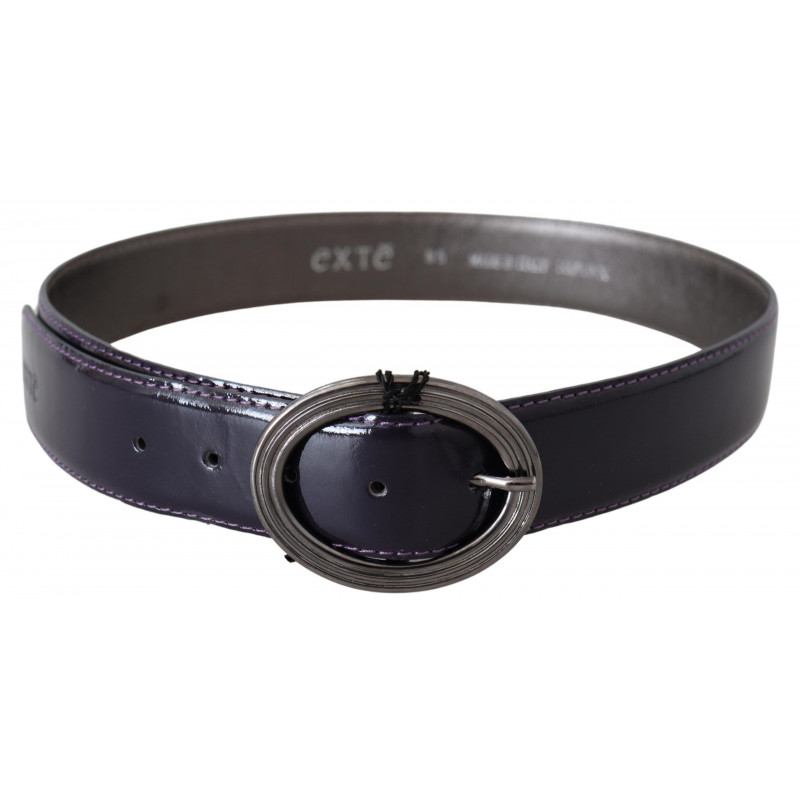 Cintura pelle fibbia metallo ovale argento viola - 85 CM / 34 INCHES