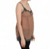 Camicetta canotta pizzo marrone cinturino spaghetti - IT42-M