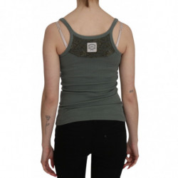 Camicetta canotta casual slim fit con cinturino spaghetti verde - S