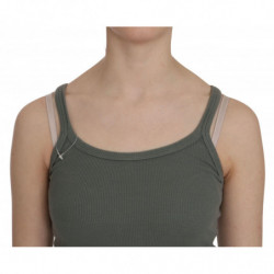 Camicetta canotta casual slim fit con cinturino spaghetti verde - S