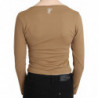 Camicetta corta slim maniche lunghe scollo tondo marrone - IT40-S