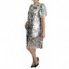 Abito a trapezio in cristallo con paillettes argento - IT40-S