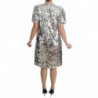 Abito a trapezio in cristallo con paillettes argento - IT40-S