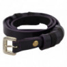 Cintura fibbia cromata metallo dorato sottile pelle nera - 85 CM /