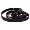 Cintura fibbia cromata metallo dorato sottile pelle nera - 85 CM /