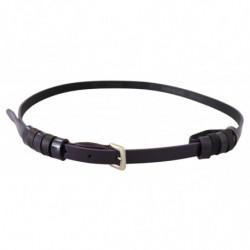 Cintura fibbia cromata metallo dorato sottile pelle nera - 85 CM /