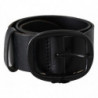 Cintura fibbia metallo ovale vera pelle nera - 65 CM / 26 INCHES