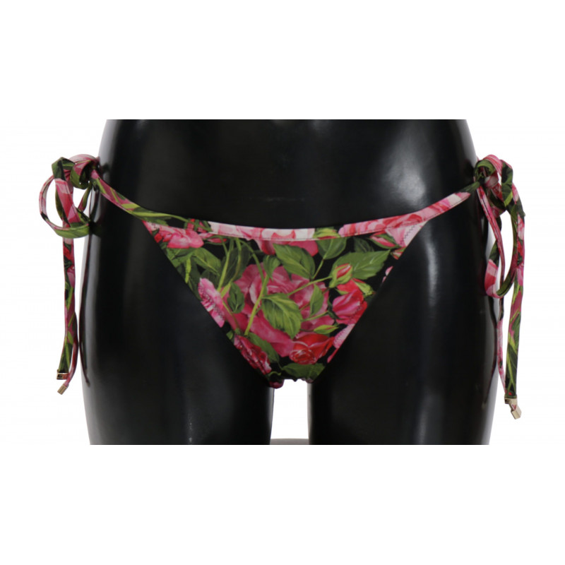 Costume da bagno bikini con fondo nero con stampa rosa rosa - IT4 - L