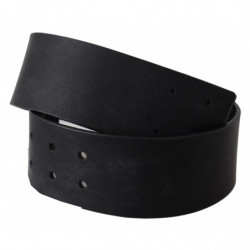 Cintura in vita con logo ampio in vera pelle nera - 60 CM / 24 INCHES