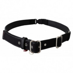Cintura fibbia metallo cromato argento pelle nera - 80 CM / 32 INCHES