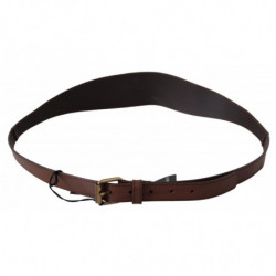 Cintura con fibbia in metallo dorato in pelle marrone - 130CM / 50INCH