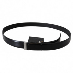 Cintura fibbia metallo cromato argento pelle nera - 95 CM / 38 INCHES