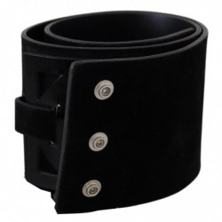 Cintura fibbia ampia logo argento pelle nera - 70 CM / 28 INCHES