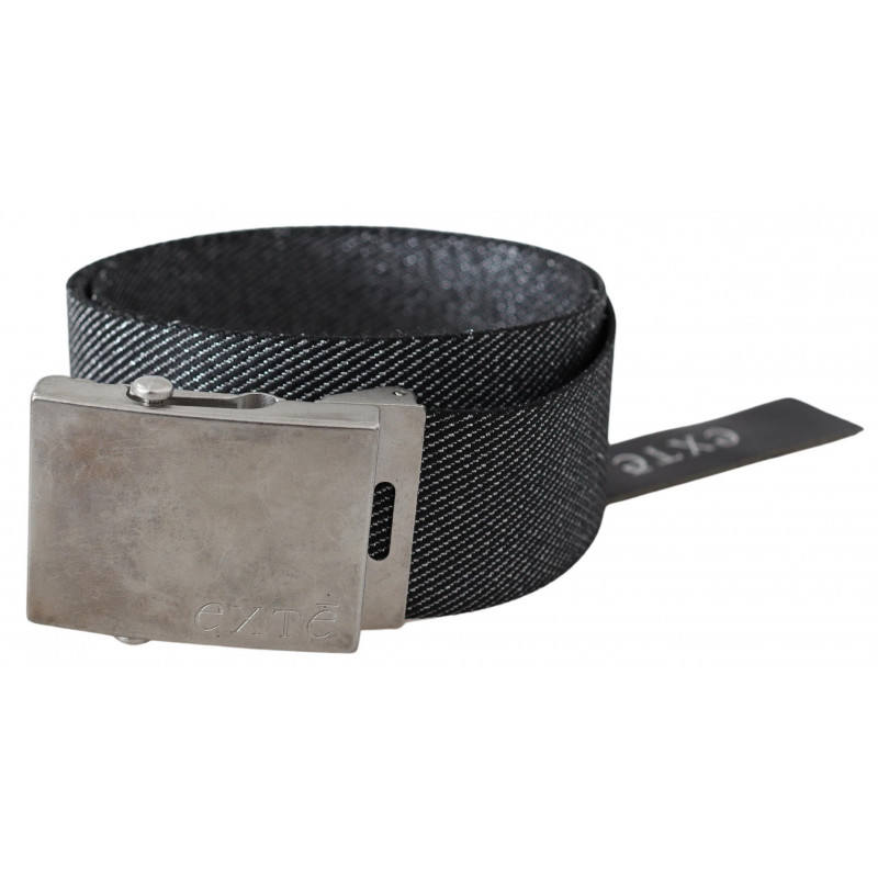 Cintura vita fibbia spazzolata metallo nero argento - 100 CM / 40 I