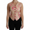Top in camicetta con gilet in broccato oro rosa - IT38-XS