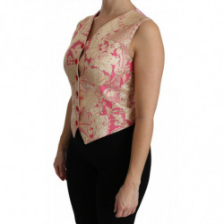 Top in camicetta con gilet in broccato oro rosa - IT38-XS