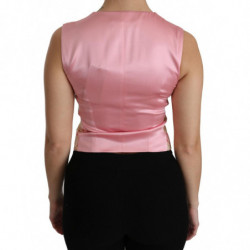 Top in camicetta con gilet in broccato oro rosa - IT38-XS