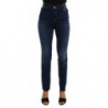 Pantaloni jeans slim in denim elasticizzato in cotone lavato blu - W34