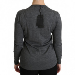 Top in lana maglione cardigan grigio a maniche lunghe - IT38-XS