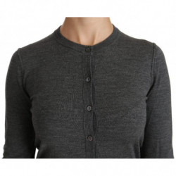 Top in lana maglione cardigan grigio a maniche lunghe - IT38-XS