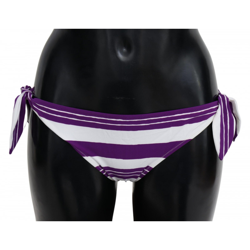 Fondo bikini da spiaggia a strisce bianche viola - IT2 - S