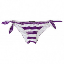 Fondo bikini da spiaggia a strisce bianche viola - IT2 - S