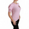 Top in lana con camicetta ricamata floreale rosa - IT46-XL