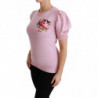 Top in lana con camicetta ricamata floreale rosa - IT46-XL