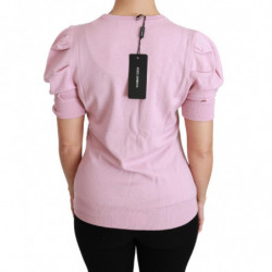 Top in lana con camicetta ricamata floreale rosa - IT46-XL