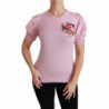 Top in lana con camicetta ricamata floreale rosa - IT46-XL