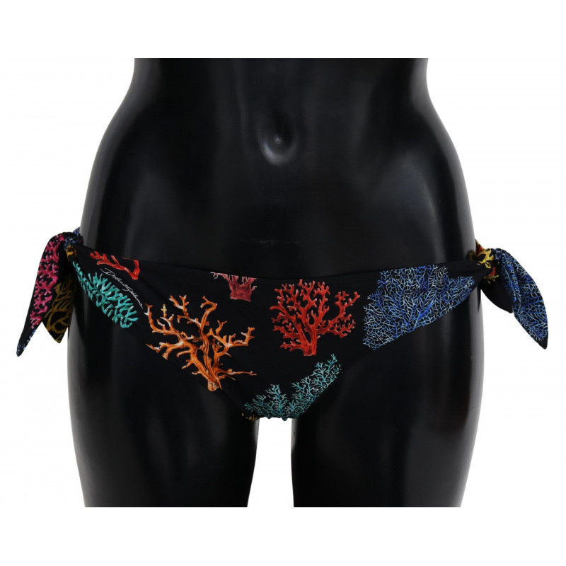 Fondo bikini da spiaggia con stampa corallo nero - IT2 - S