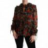 Top in seta con camicetta nera con rose floreali - IT36 - XS