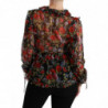 Top in seta con camicetta nera con rose floreali - IT36 - XS