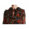 Top in seta con camicetta nera con rose floreali - IT36 - XS