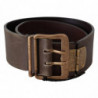 Cintura vita ampia fibbia bronzo pelle marrone - 60 CM / 24 INCHES