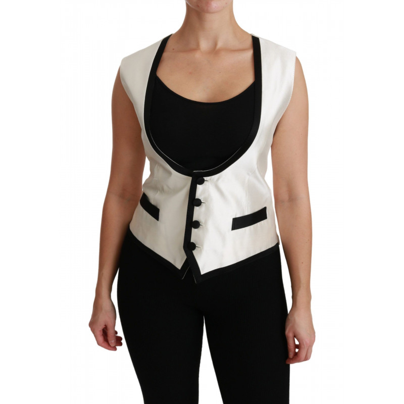 Top in seta con gilet bianco e gilet sottile - IT40-S
