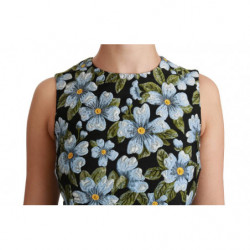 Abito a trapezio con abito in broccato floreale blu - IT38 - S