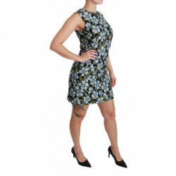 Abito a trapezio con abito in broccato floreale blu - IT38 - S