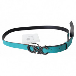 Cintura fibbia argento logo pelle verde blu - 85 CM / 34 INCHES