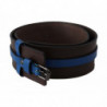 Cintura fibbia pelle marrone sottile linea blu - 105 CM / 42 INCHES