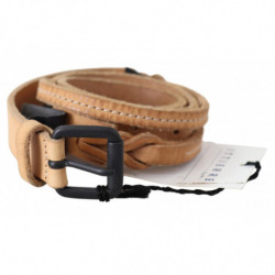 Cintura fibbia logo nero pelle sottile marrone chiaro - 85 CM / 34