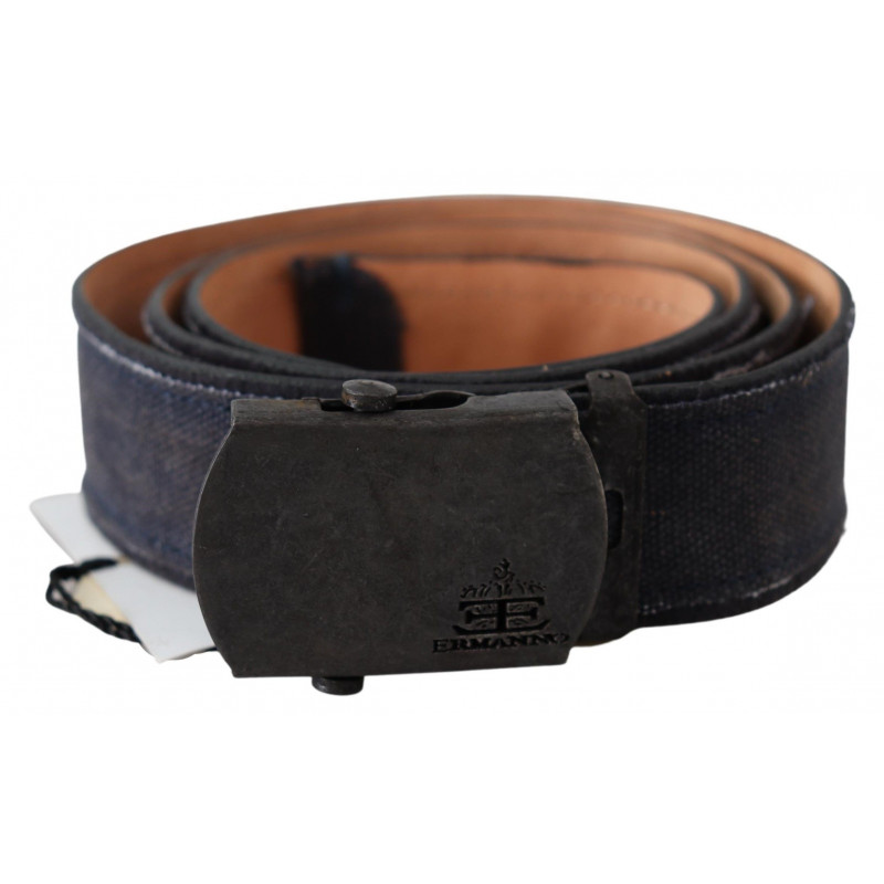 Cintura con fibbia a cricchetto in pelle blu - 85 CM / 34 INCHES