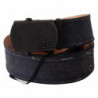 Cintura con fibbia a cricchetto in pelle blu - 85 CM / 34 INCHES