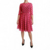 Abito al ginocchio a trapezio rosa a pois - IT38-XS