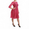 Abito al ginocchio a trapezio rosa a pois - IT38-XS